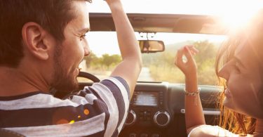 couple driving car